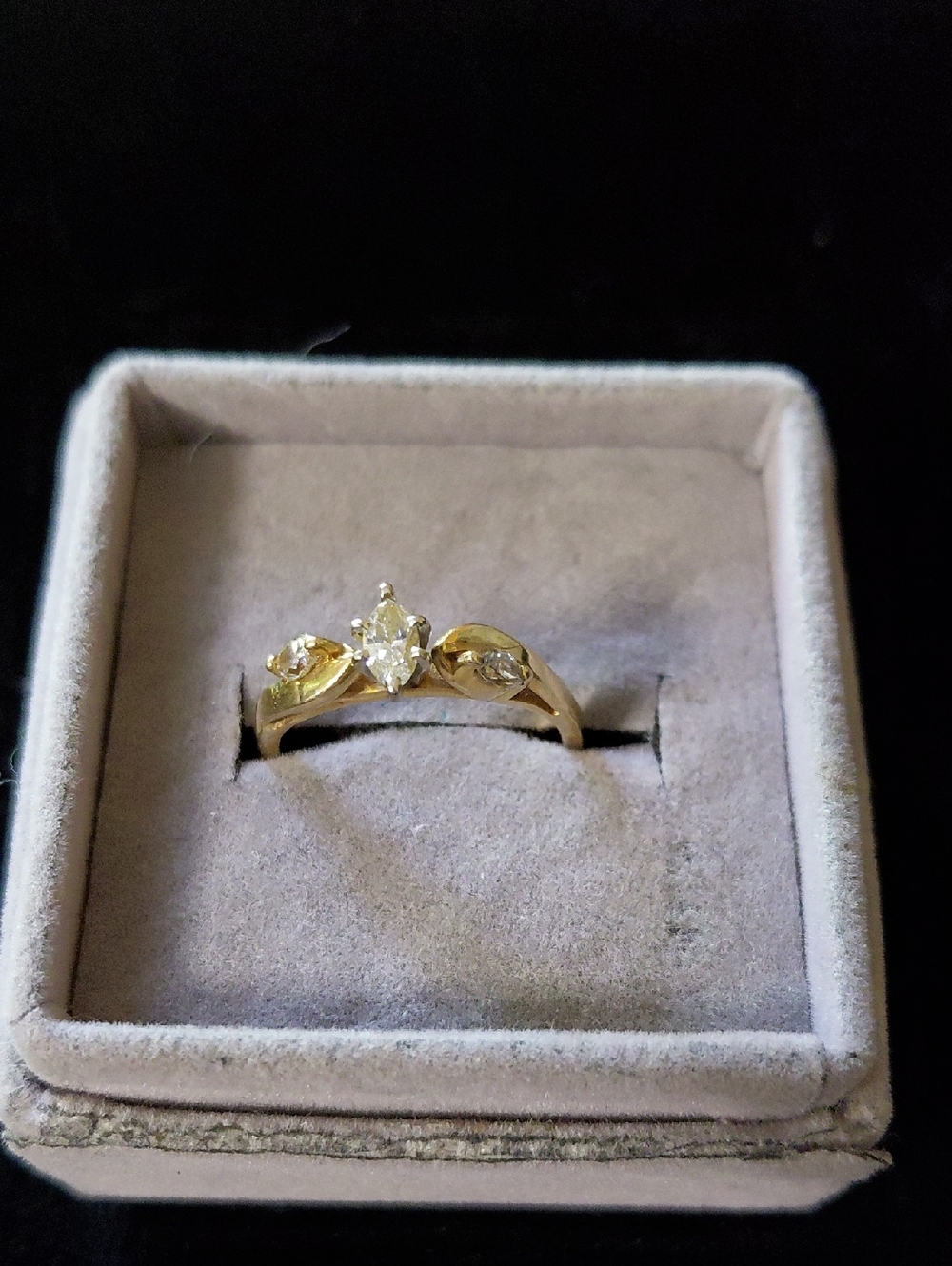 Vintage Gold Marquise-Cut Diamond Ring.